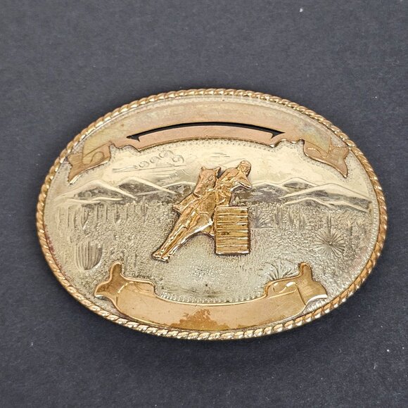 Vtg Comstock German Silver Belt Buckle Bronc Rider Rodeo Cowboy Barrel Racing - Picture 13 of 13